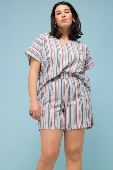Shorts, Wide Legs, HighWaist, Streifen, Elastikbund
