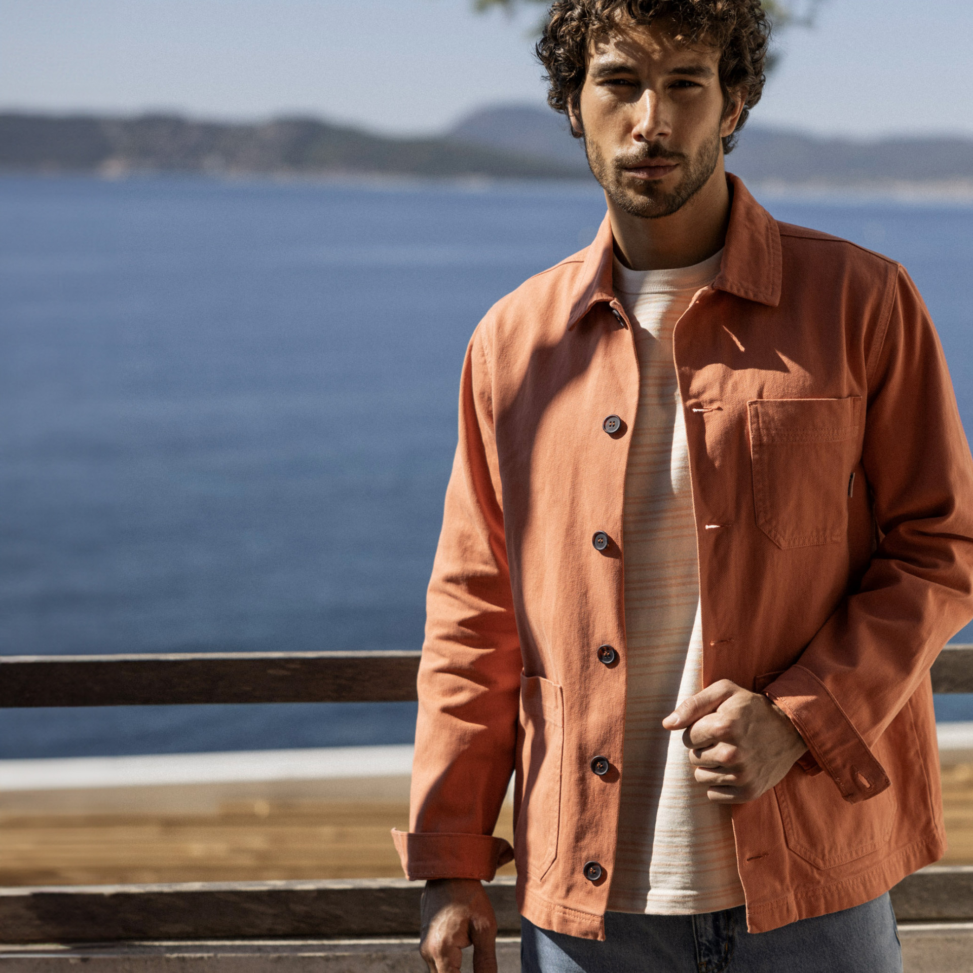 Veste orange coton - modèle lorge