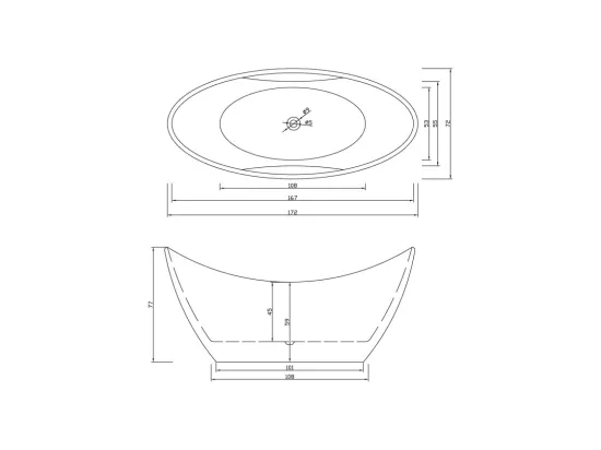Baignoire ilôt moderne 172 X 72 cm – Joy