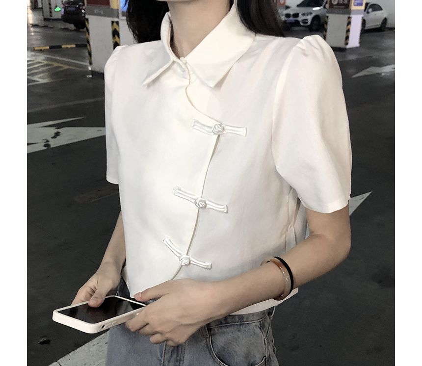 Shinsei - Blouse met korte mouwen en kraag