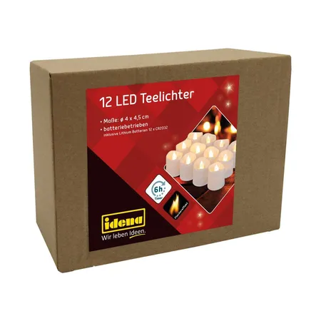 Idena LED Teelichter 12er Box Idena Flackereffekt Timer