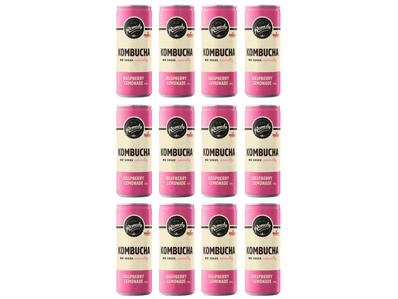 Remedy Kombucha – Raspberry Lemonade 12 x 0.25 l Kombucha-Teegetränk mit Himbeergeschmack