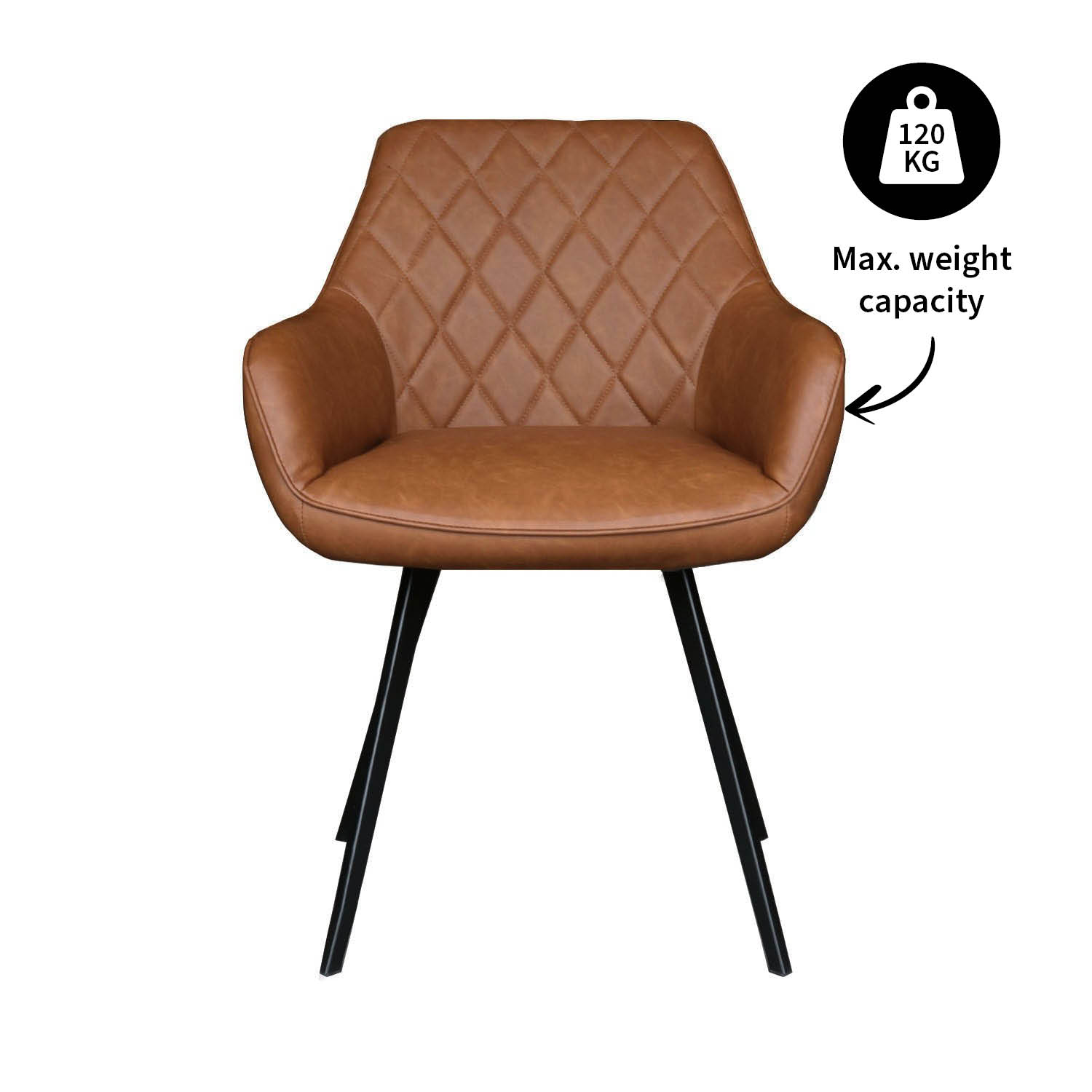 Kick eetkamerstoel Karl Cognac PU