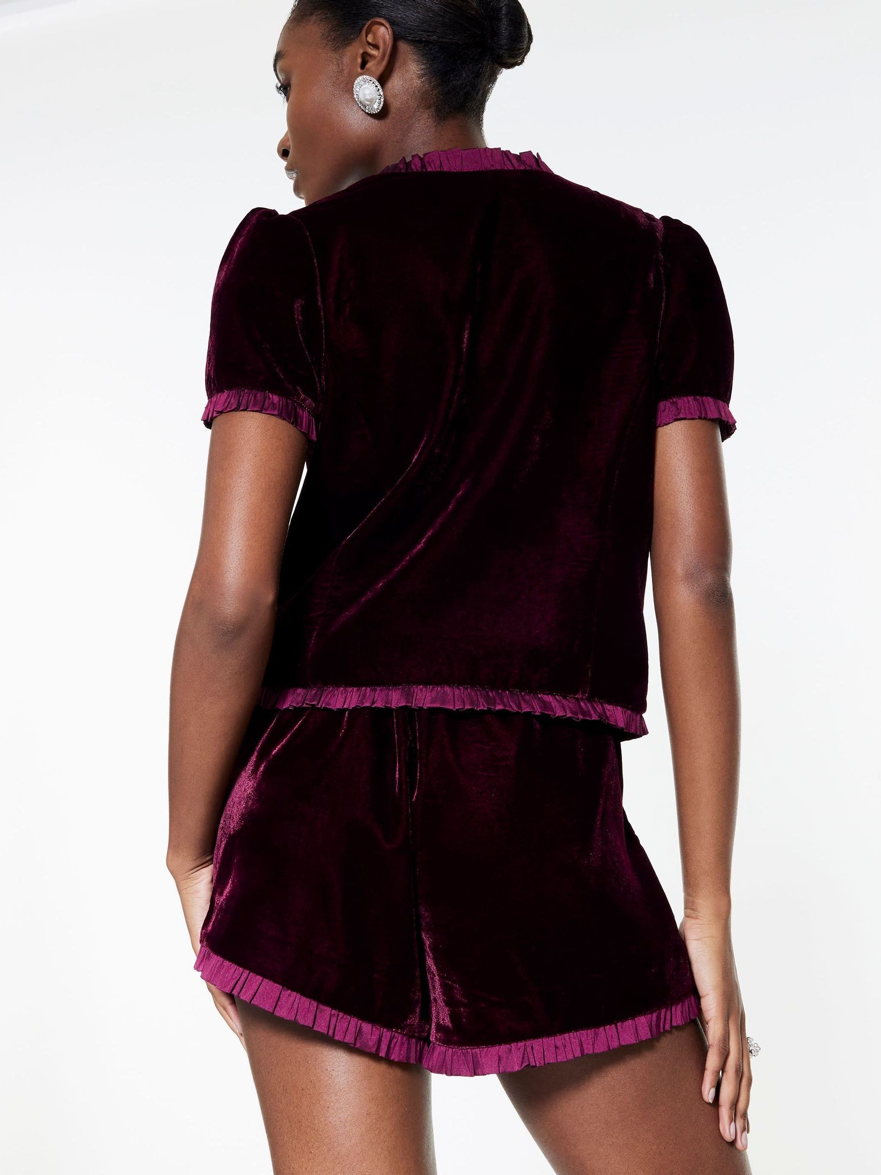 River Island Velvet Frill Shorts