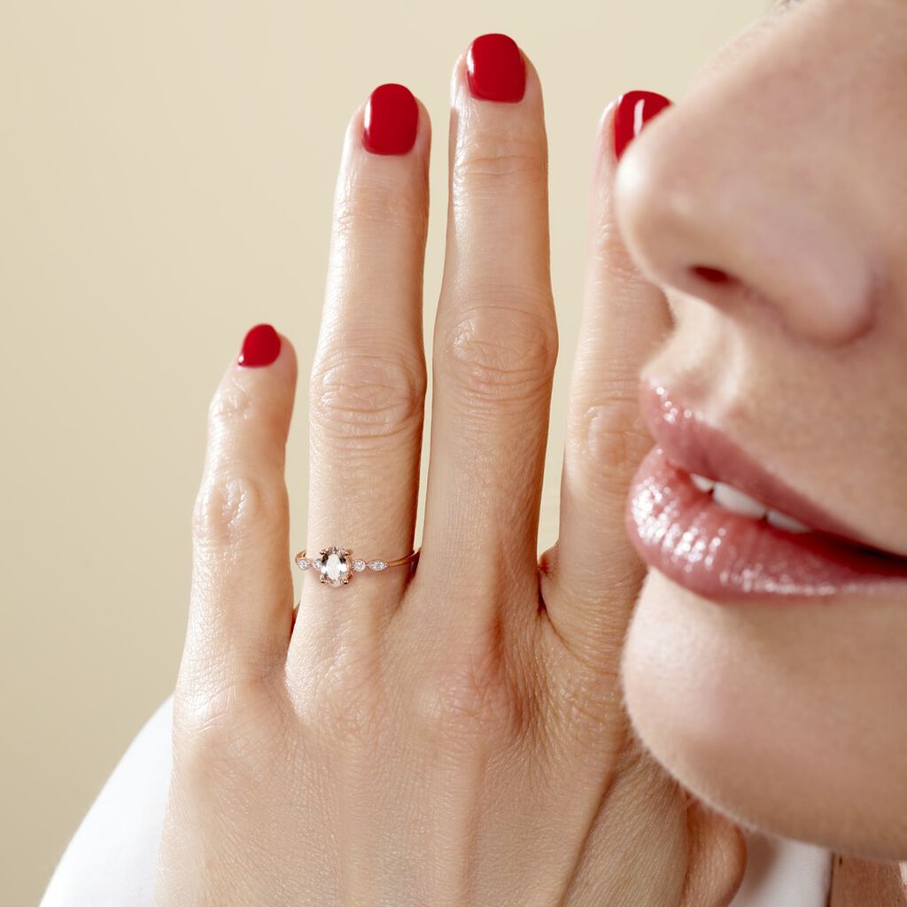 Bague Antonia Or Rose Morganite Et Oxyde De Zirconium