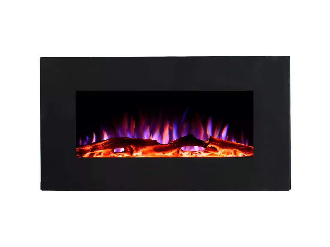 Cheminée électrique CHANDELA - Murale - L84 x P14 x H45 cm - Noire