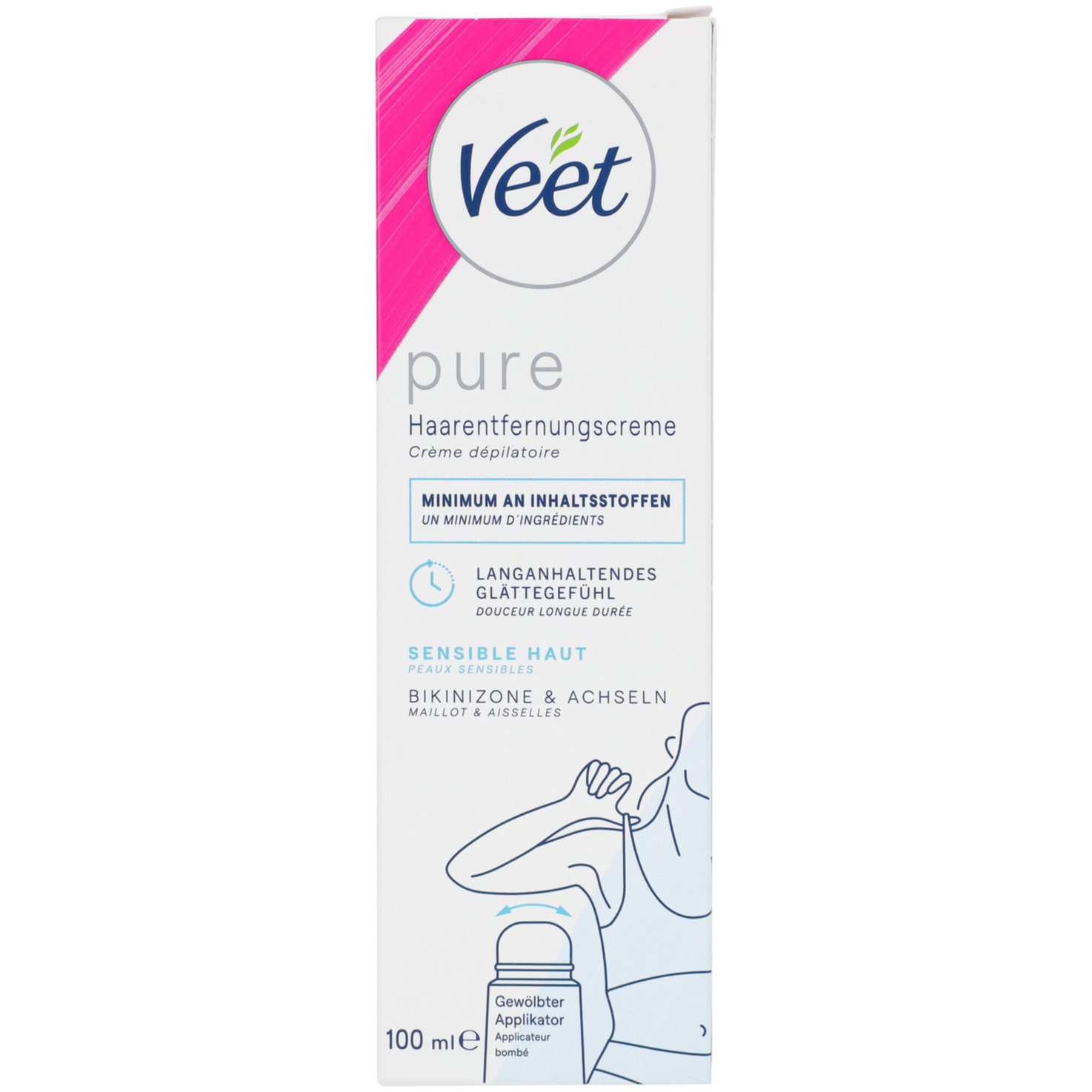 Veet Pure Haarentfernungscreme Bikinizone & Achseln, 100 ml