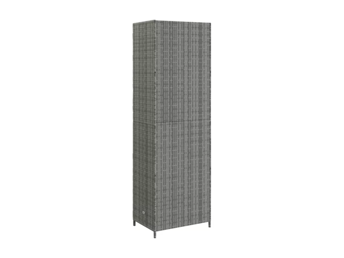 Armoire de rangement jardin Gris 59x40x180 cm Résine tressée