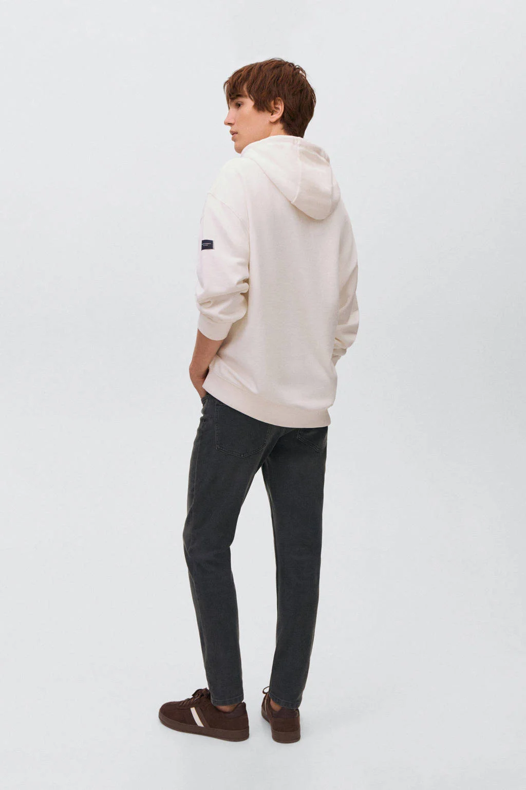 MANGO TEEN waist straight leg jeans grey denim