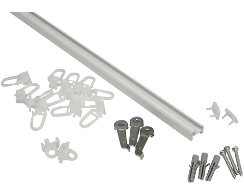 Aluminium gordijnrail 13 mm complete set wit 150 cm