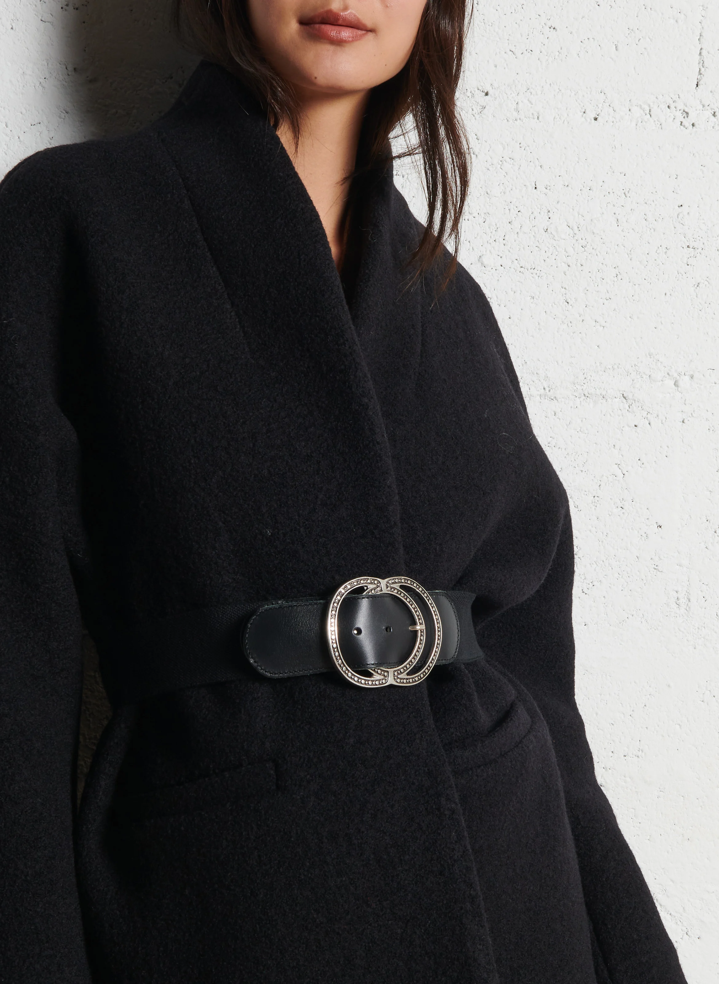 CAROLE - Veste droite en laine | Noir