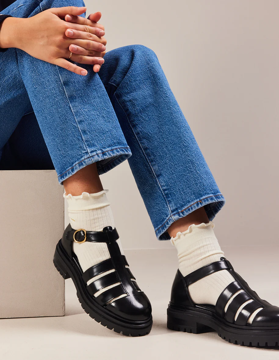 Sandales Rosalia - Cuir box noir