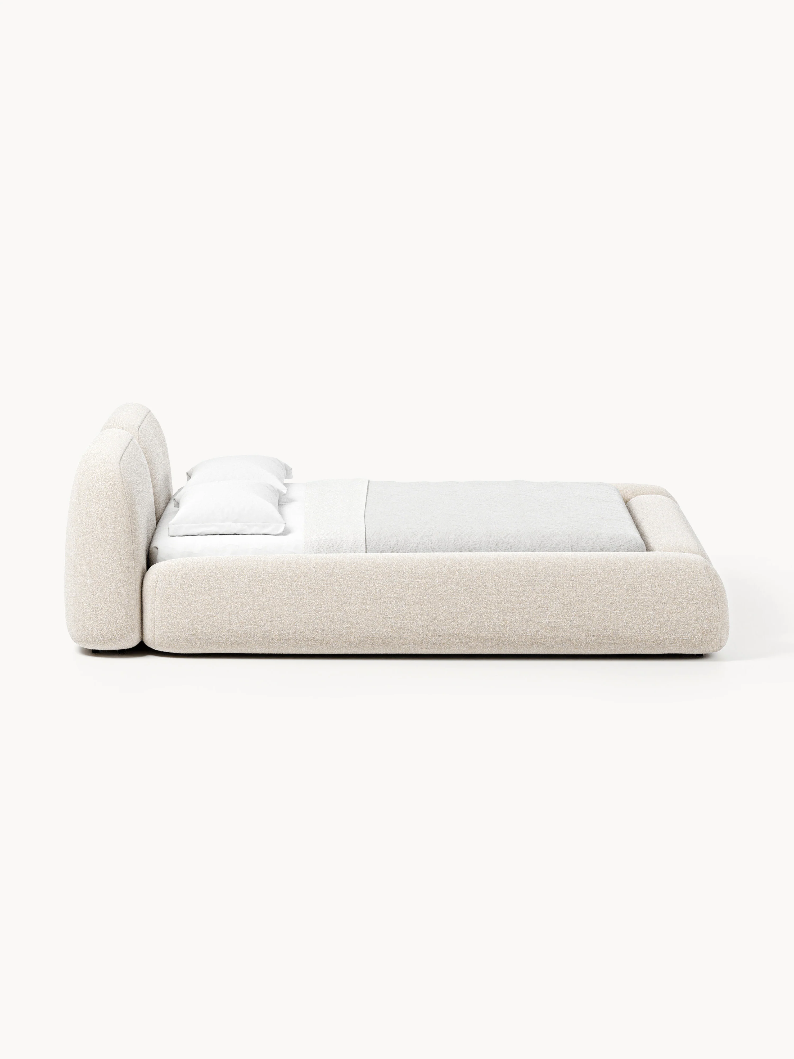 Bouclé gestoffeerd bed Wolke