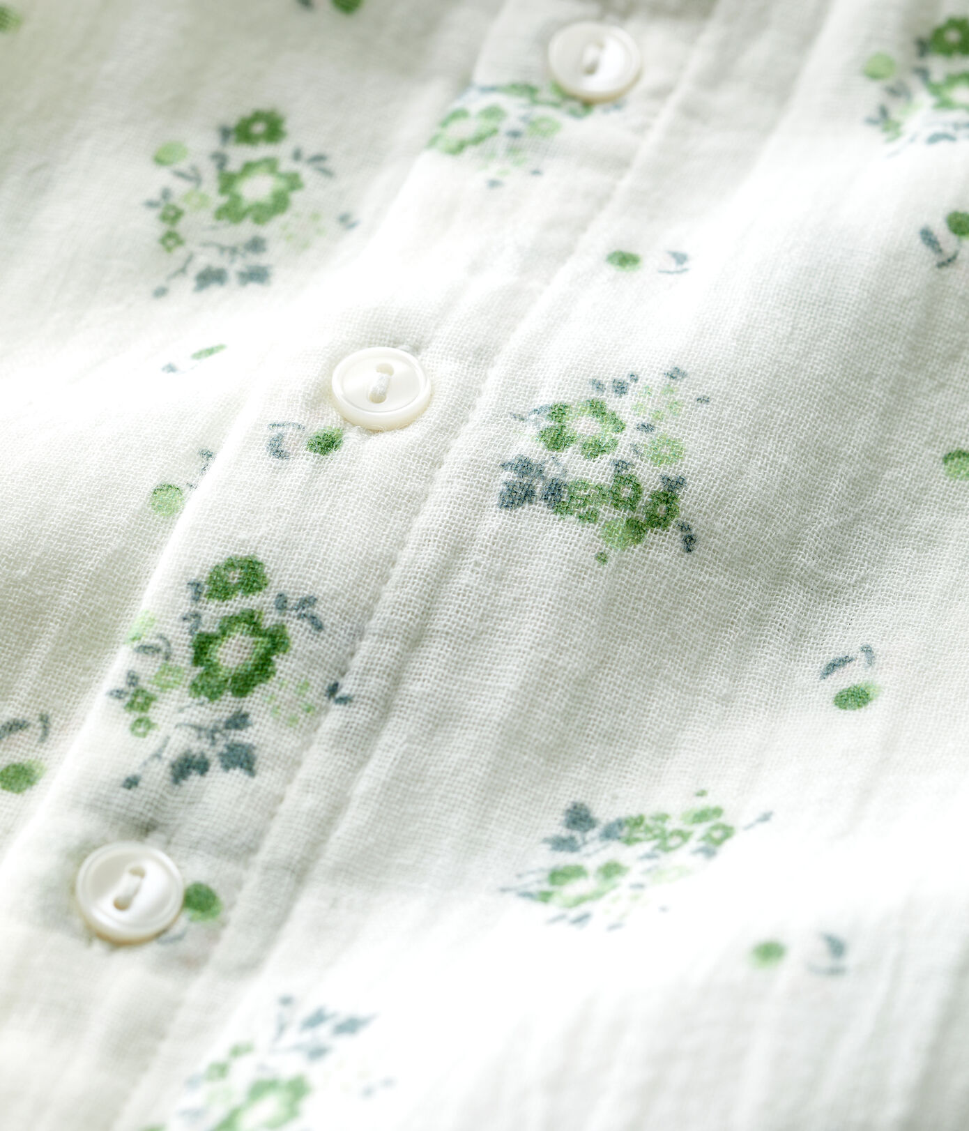 Combinaison longue imprimé fleuri en gaze de coton bio bébé