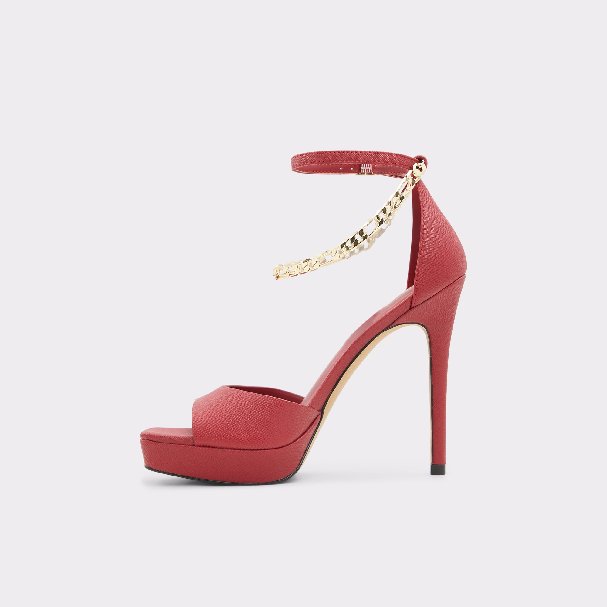 Prisilla Red Synthetic Embossed Women Heeled sandals