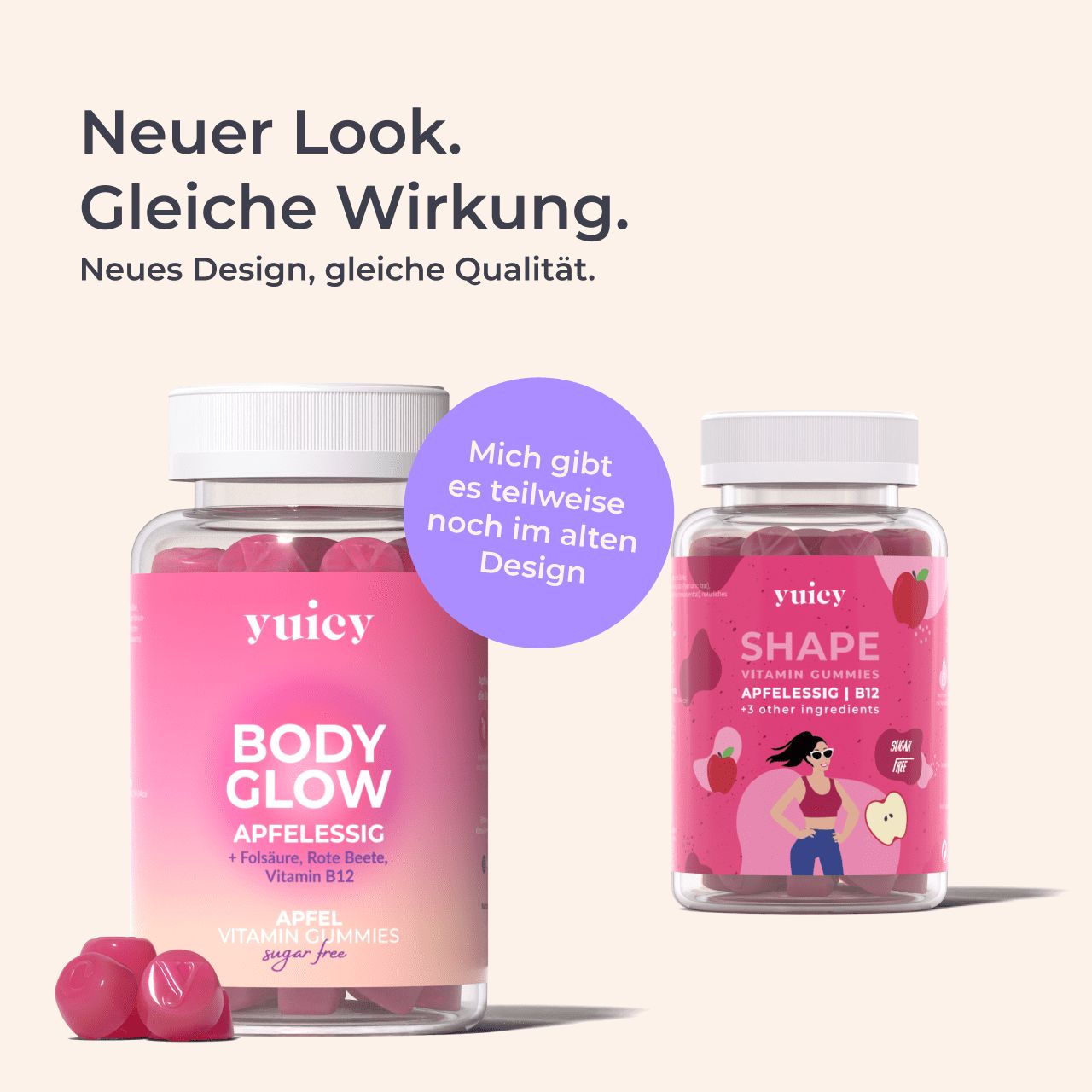 yuicy® Shape - Apfelessig Fruchtgummies | Natürliches Probiotikum für Keto-Diäten und Darmgesundheit