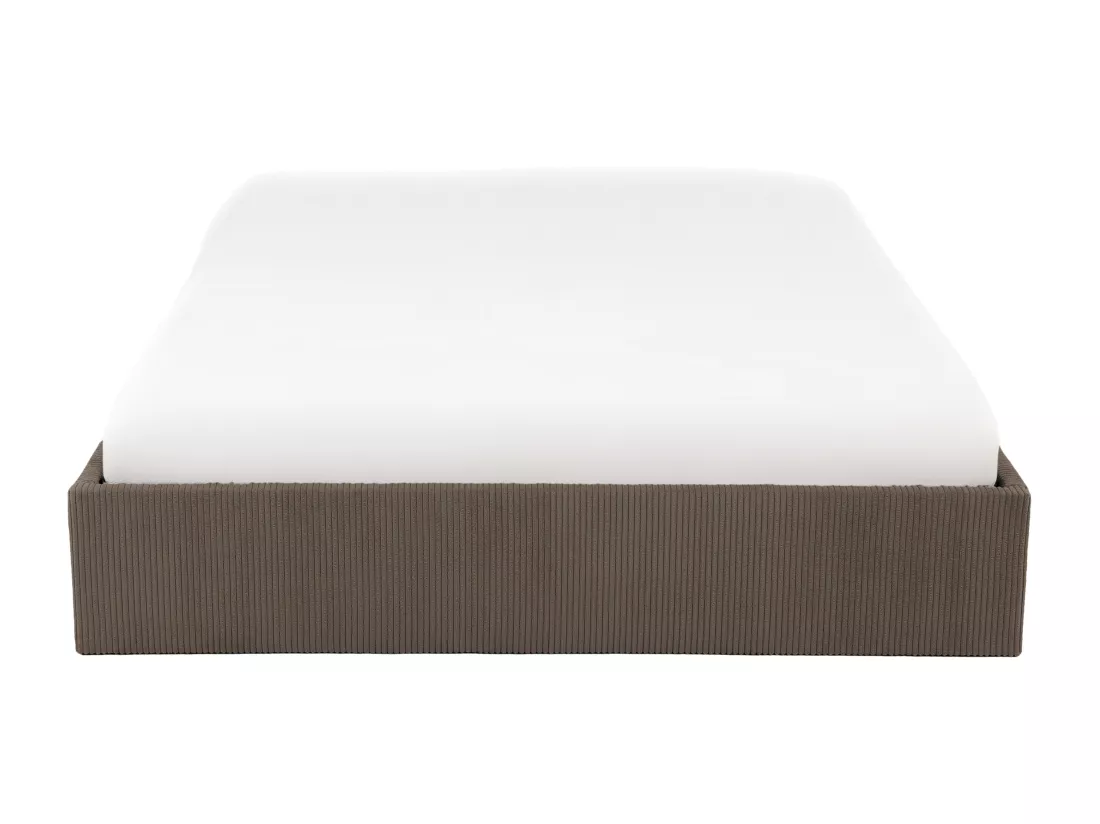 Sommier coffre 160 x 200 cm en velours côtelé - Marron - PONTOS II de YSMÉE