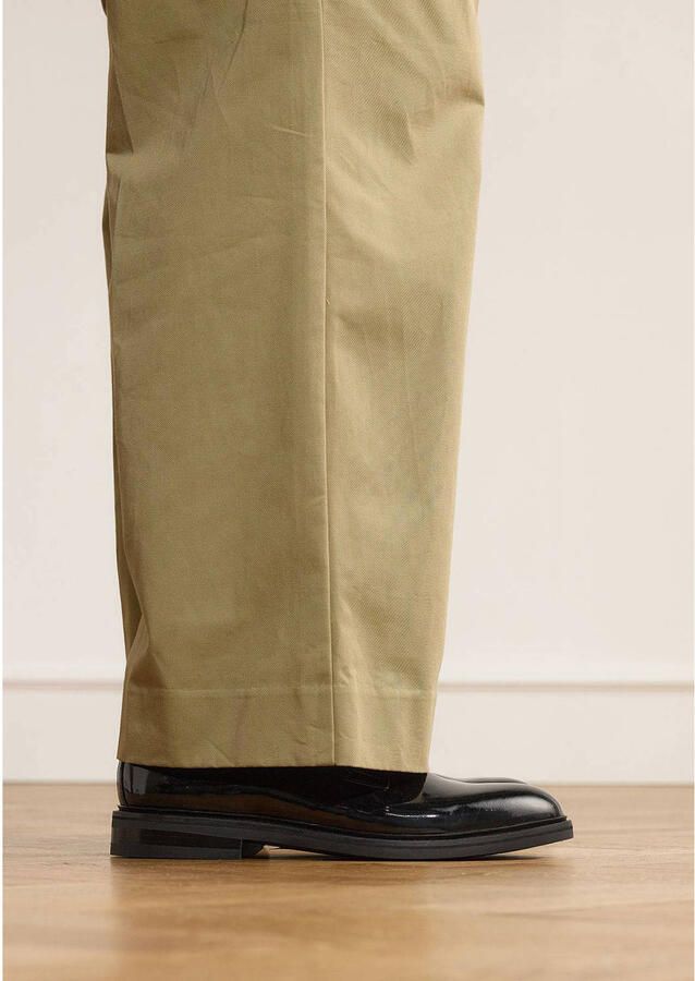 Manfield Heren Zwarte lak leren veterschoenen