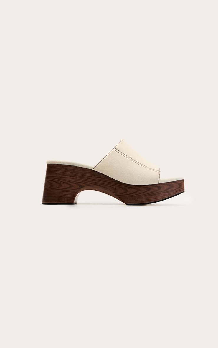 Crème Sandales Mules À Plateforme En Synthétique