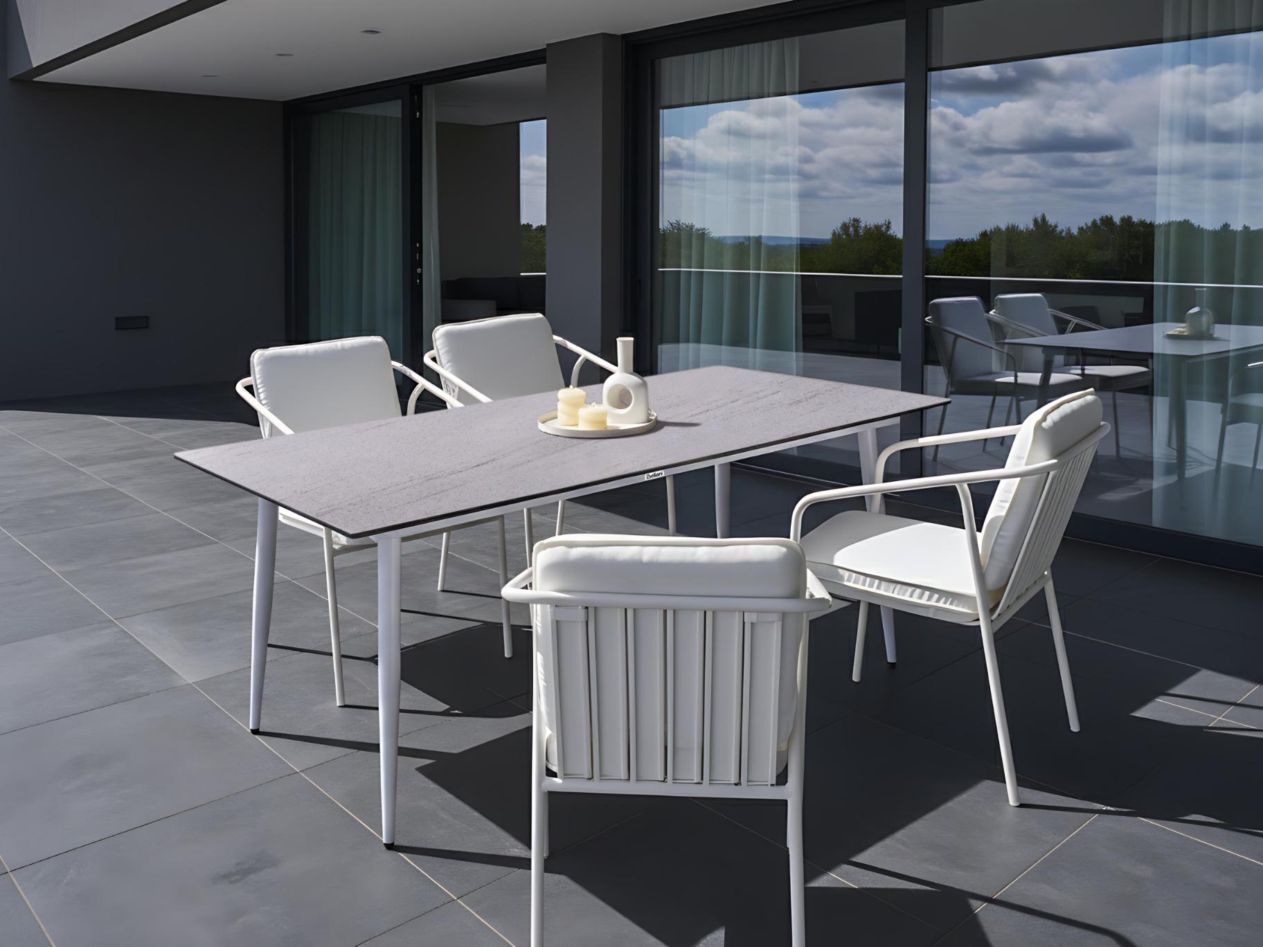 Tuin eettafel TOLENTINO 180 cm 90 cm Steeneffect Travertijn-effect