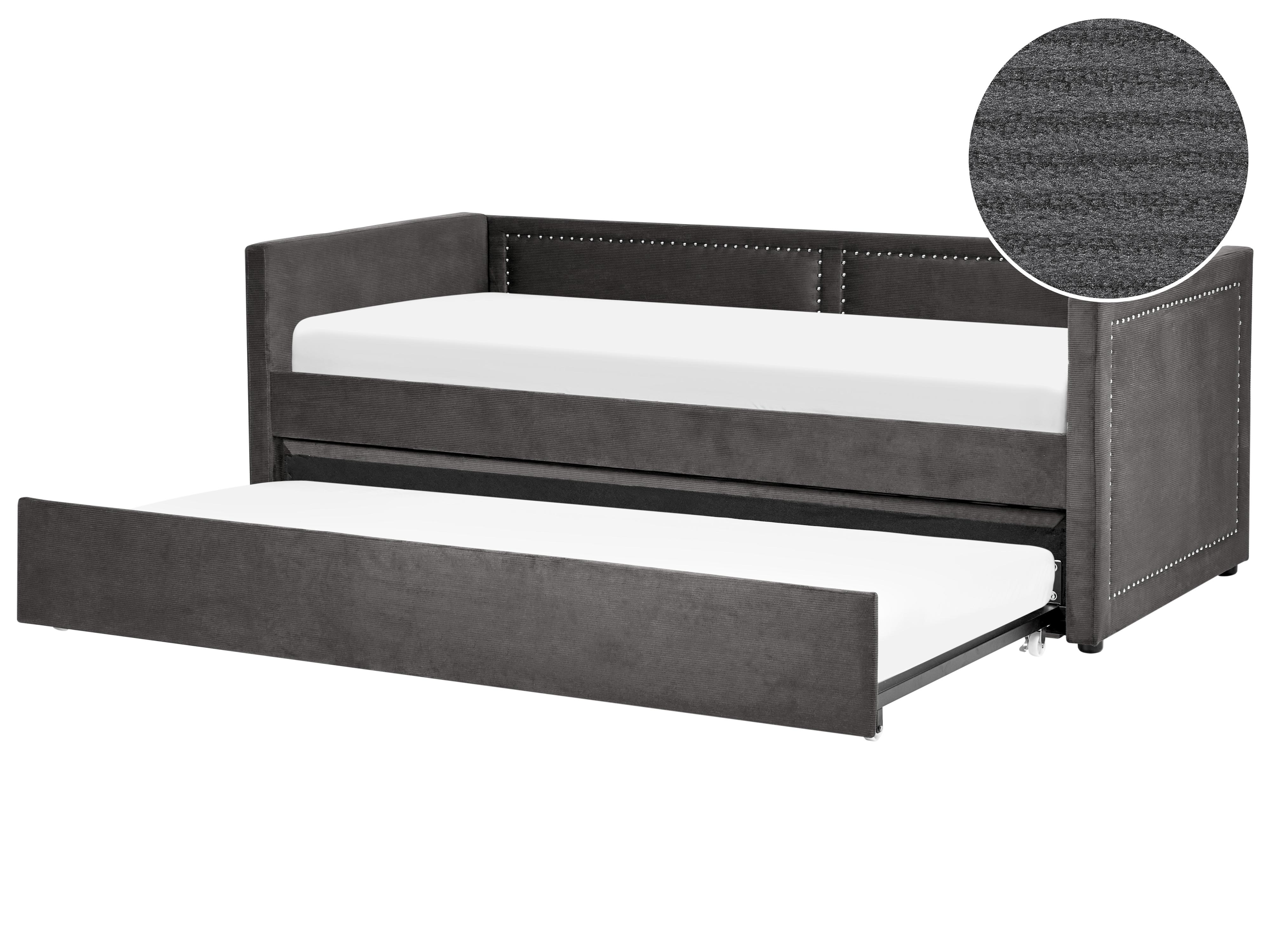 Onderschuifbed Corduroy MIMIZAN 90 x 200 cm Donkergrijs