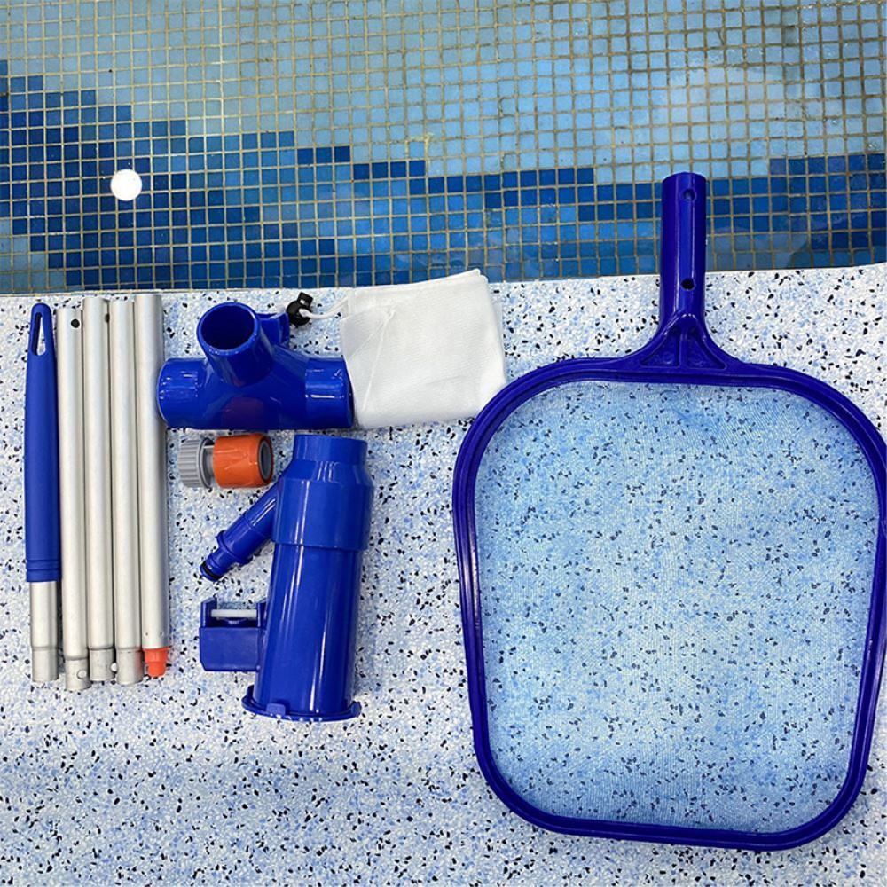 Vakuum Pool Reinigungswerkzeug Schwimmbad Wartungsset Unterwasserreiniger - Blau