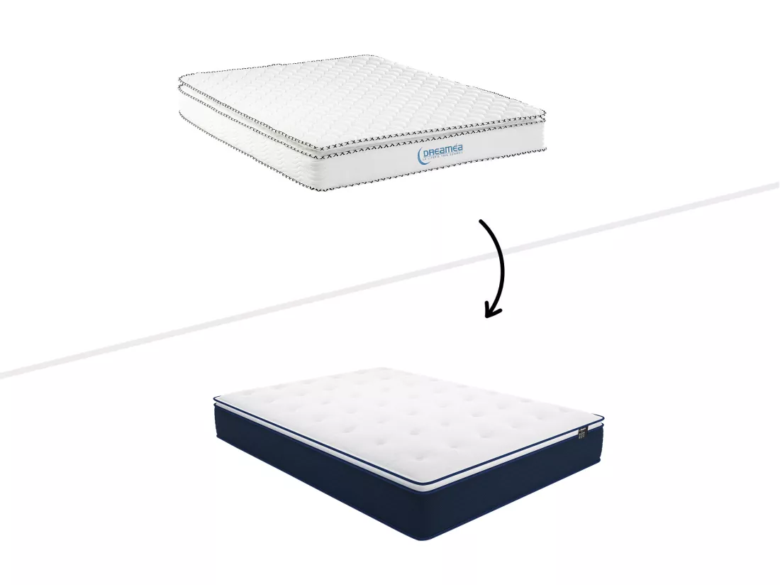 Ensemble 140 x 190 cm sommier coffre naturel clair + matelas ressorts ensachés et surmatelas intégré ép.24cm - ALTIER de YSMÉE
