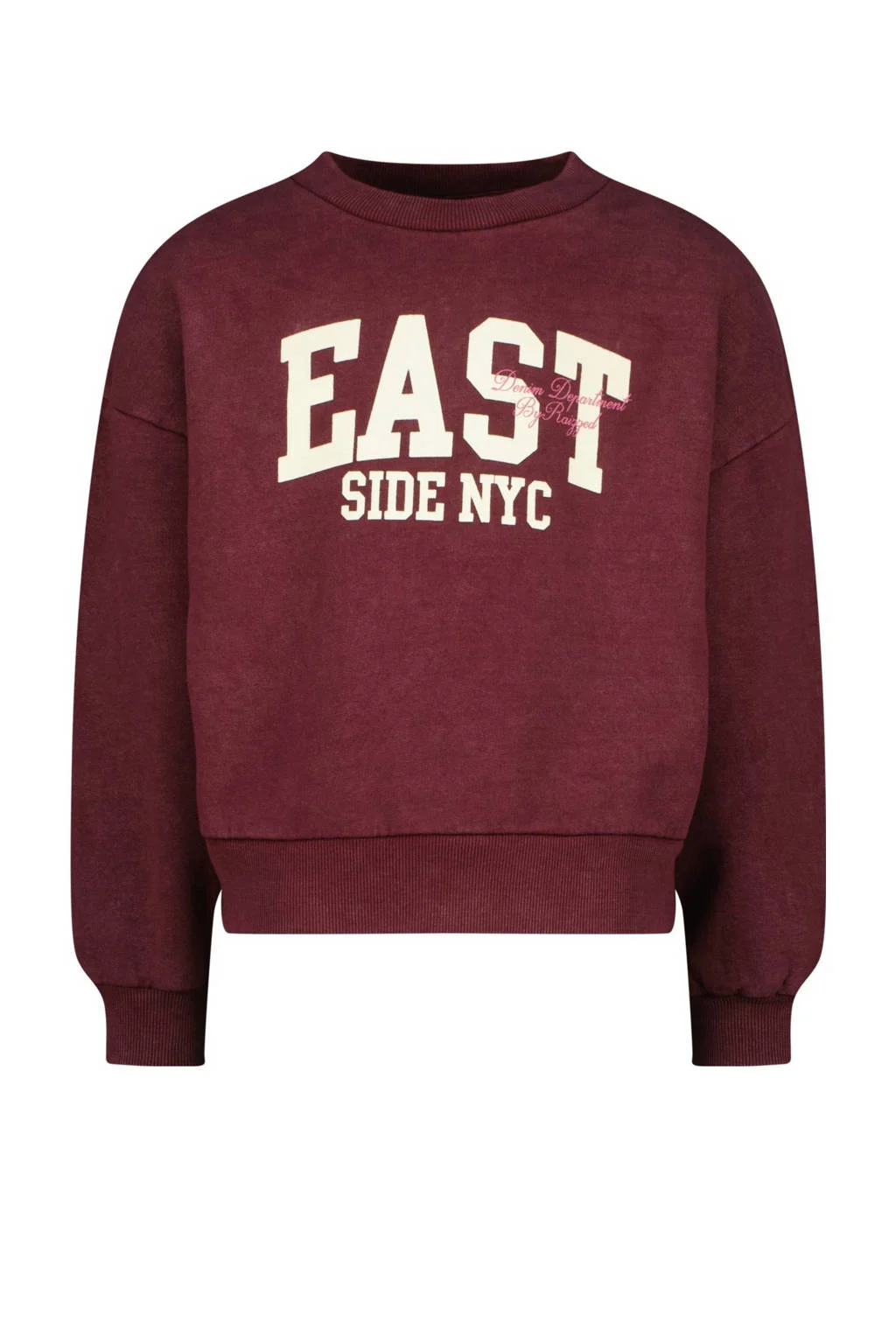 Raizzed sweater Cela met tekst donkerrood