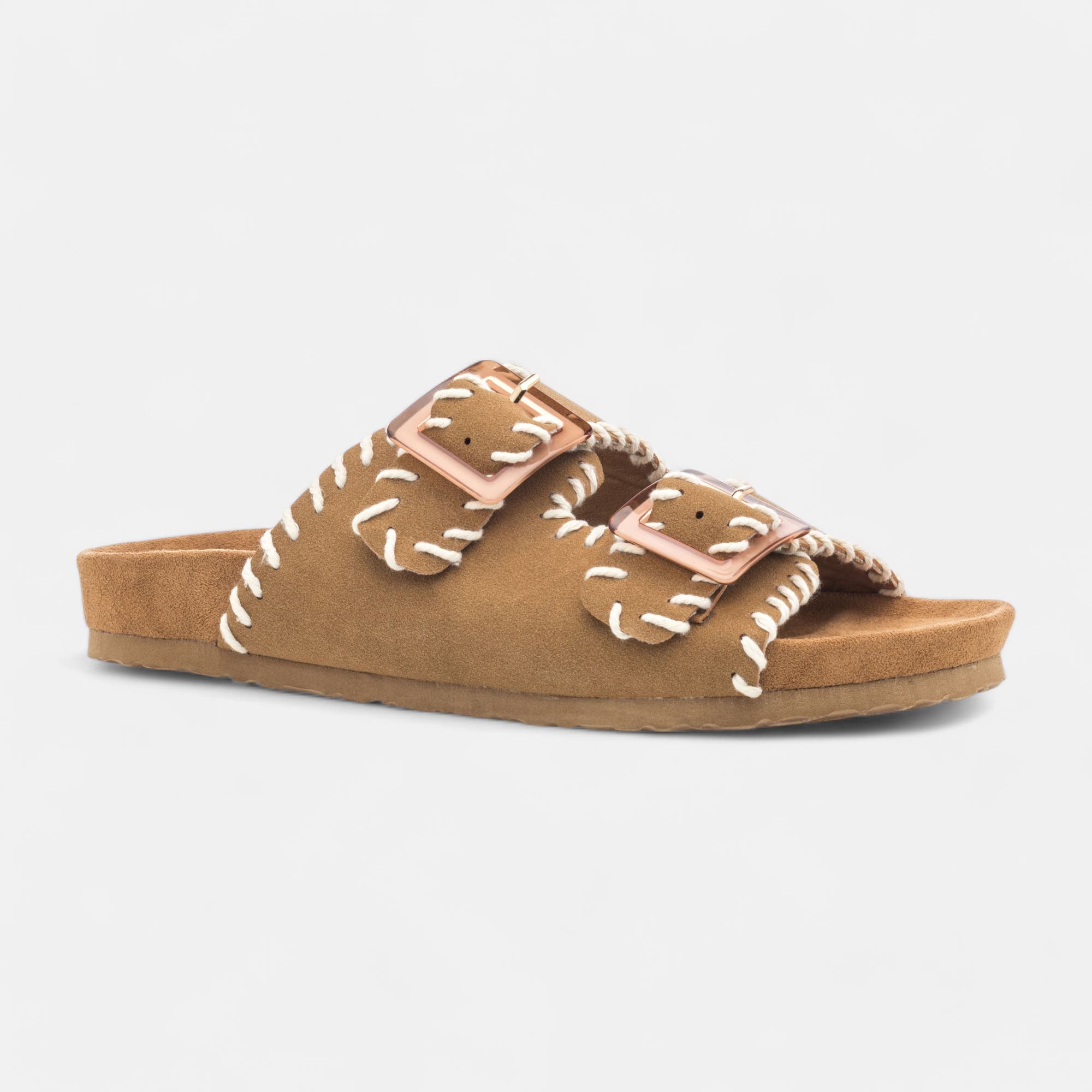 Mules semelle liège Femme taupe