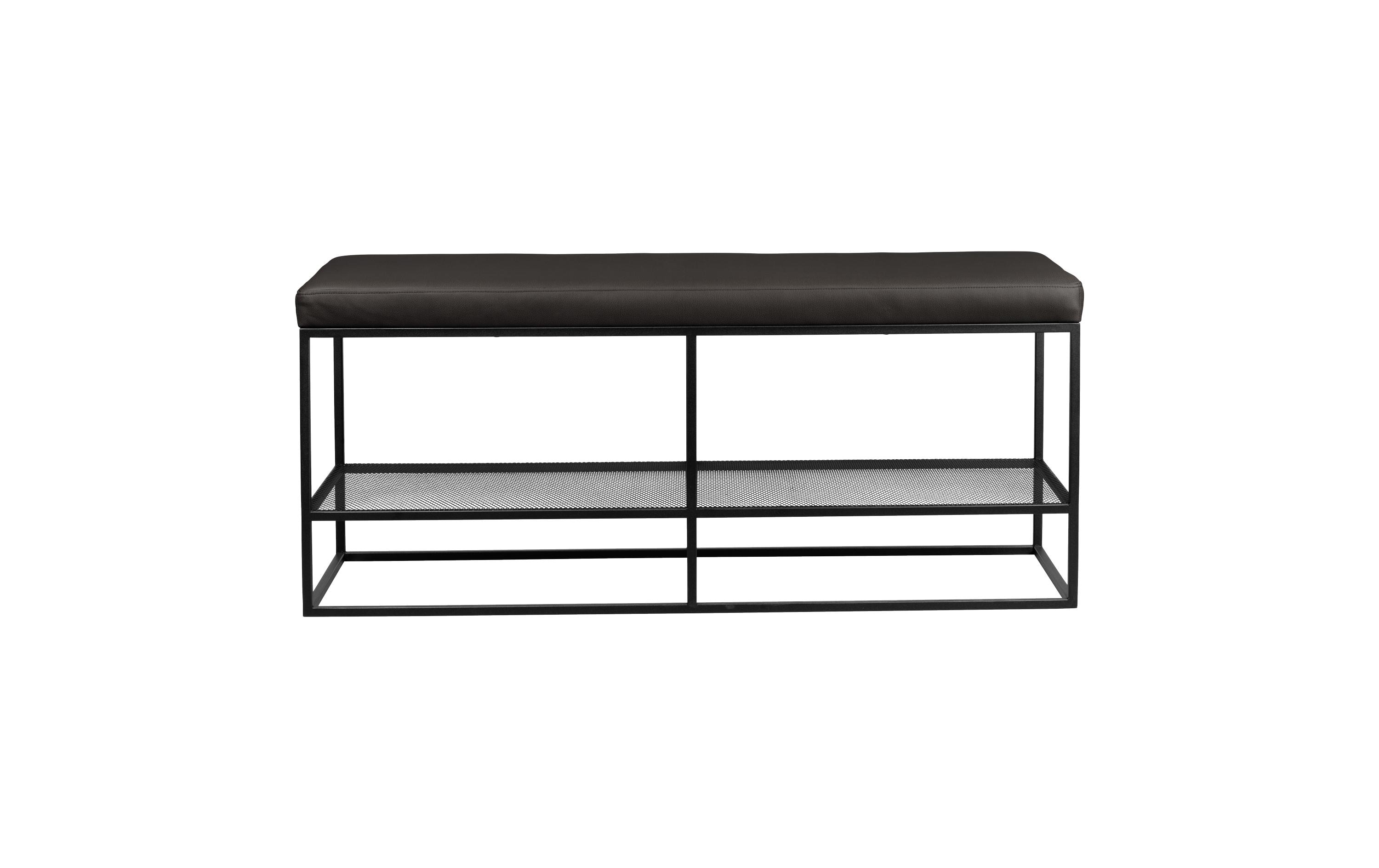 Bitung 120 x 40 x 45 cm, Schwarz<br>Moderne schwarze Garderobenbank für Eingangsbereiche und Flure