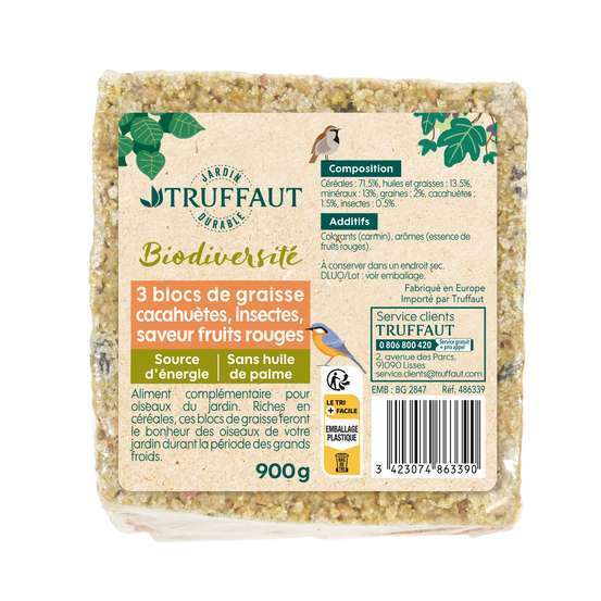 Blocs de graisse assortiment pour oiseaux du jardin - Lot de 3 - 900 g