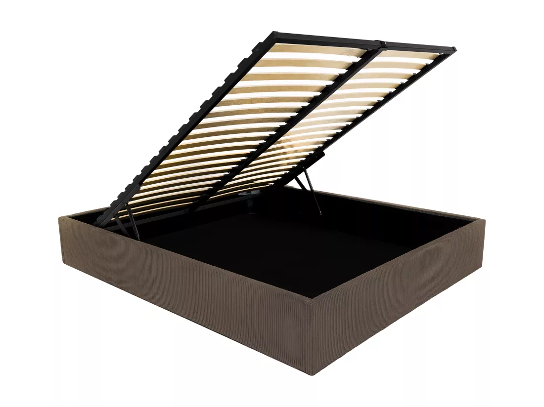 Sommier coffre 140 x 190 cm en velours côtelé - Marron - PONTOS de YSMÉE