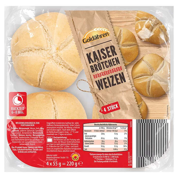 GOLDÄHREN Kaiserbrötchen 220 g, Weizen