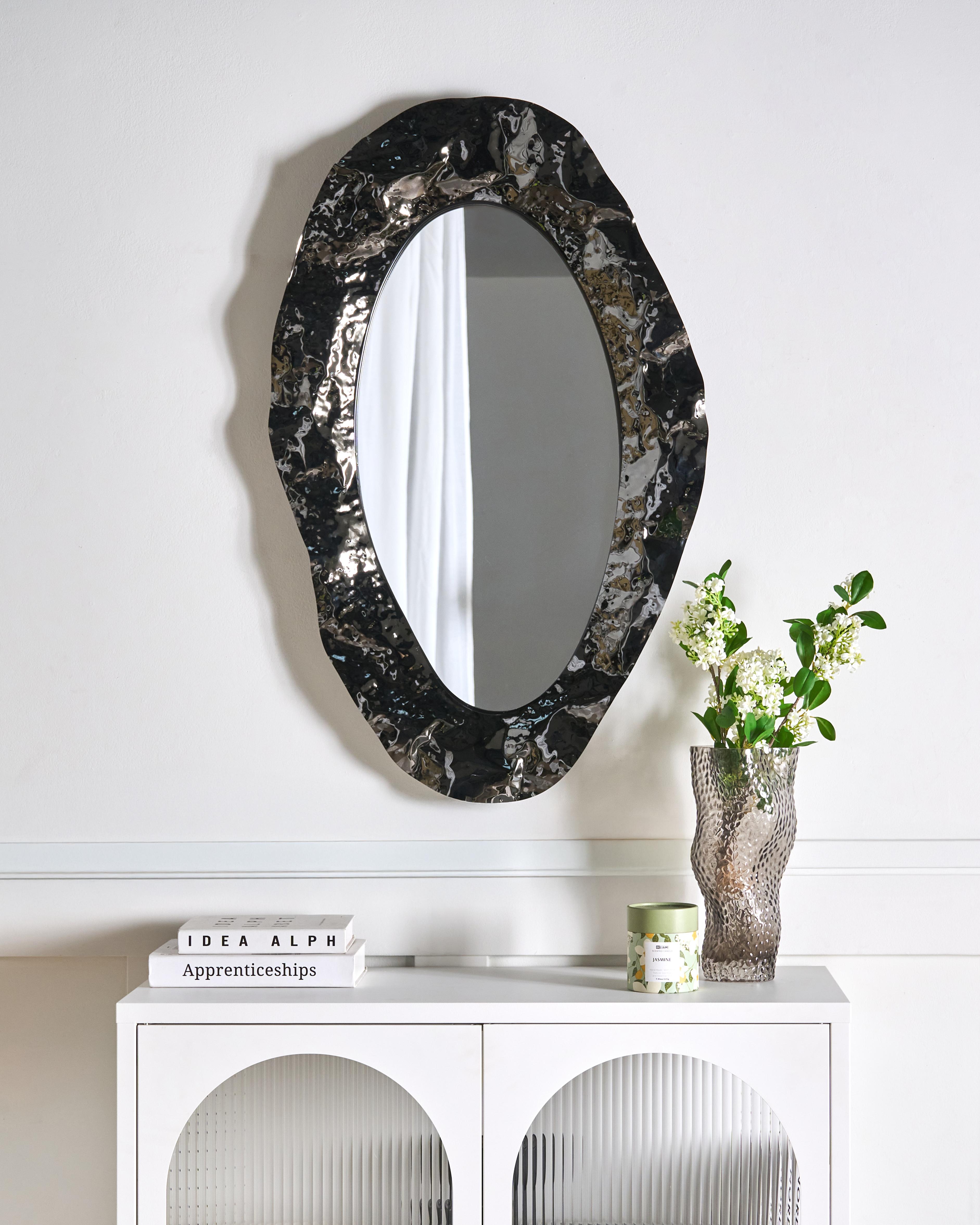 Wandspiegel LOGNES 56 cm 95 cm Zwart