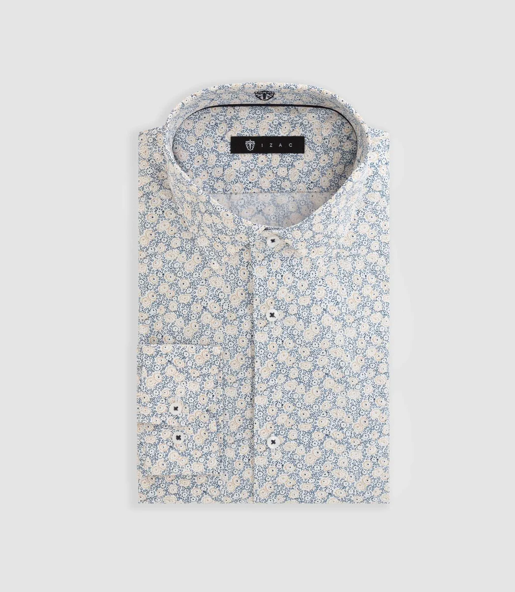 Chemise à imprimé floral beige 