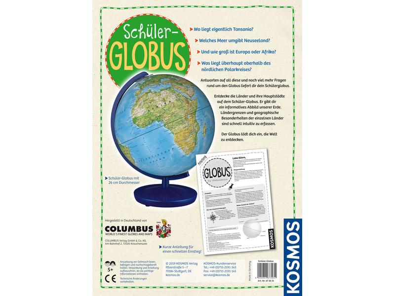Kosmos Globus Schüler-Globus Physisches Kartenbild mit politischen Ländergrenzen