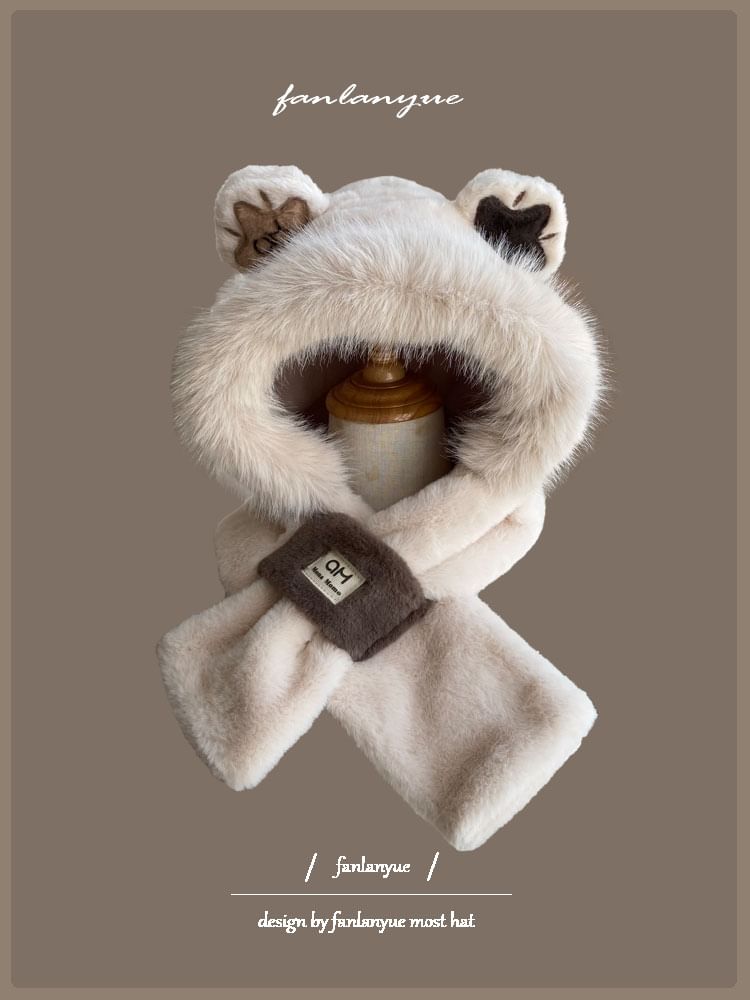 Zaalouk - Bear Ear Fluffy Hooded Scarf