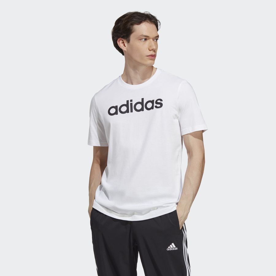 Adidas T-shirt avec logo brodé linéaire en jersey Essentials