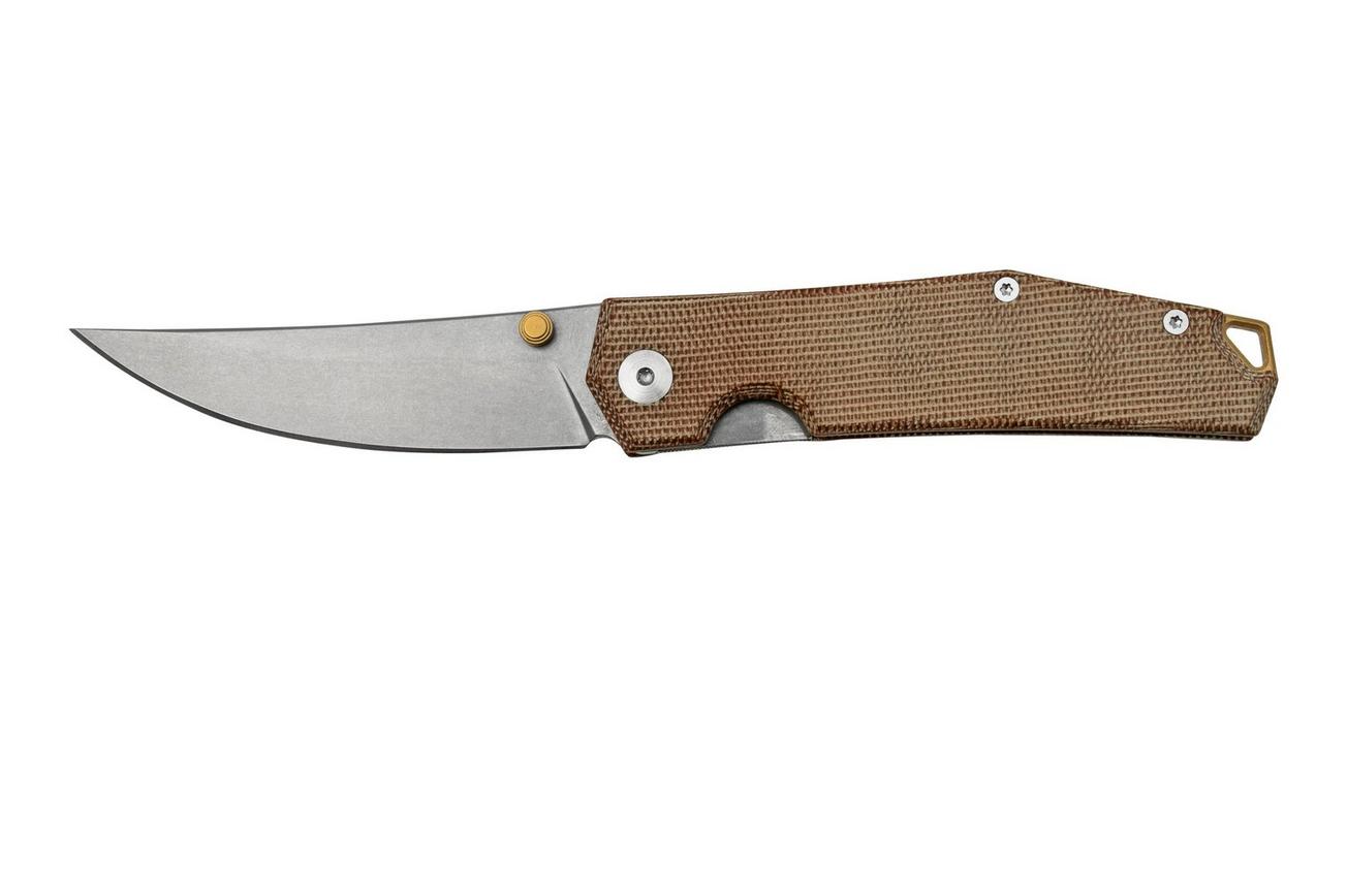 GiantMouse ACE Clyde Natural Canvas Micarta, Brass, zakmes, Ansø en Voxnaes design
