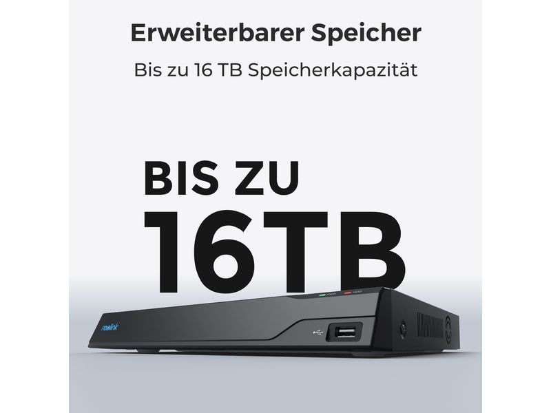 Reolink Netzwerkrekorder NVS16 4 TB, 16 Kanal 16-Kanal PoE NVR für 24/7 Aufzeichnung