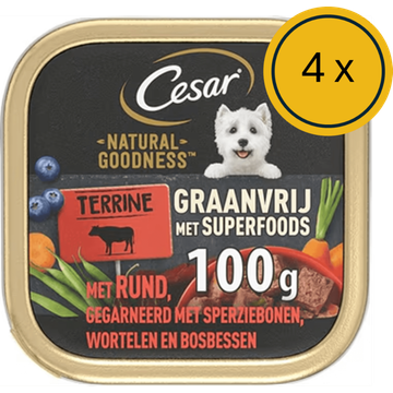 Cesar Natural Goodness - Nat Hondenvoer - Rundvlees 4 x 100g