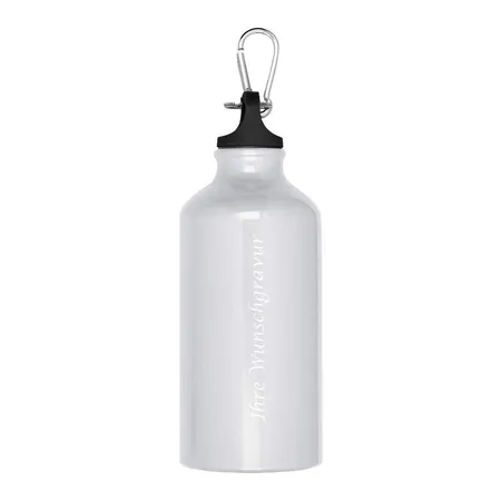 Macma Aluminium Trinkflasche mit Karabinerhaken, 500 ml, weiß