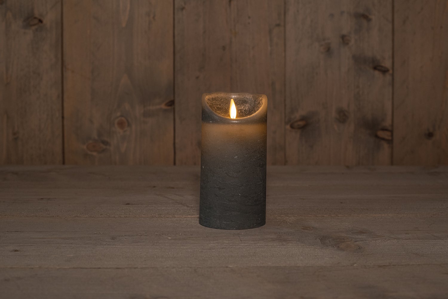 Anna's Collection LED stompkaars met timer grijs D 7,5 H 15 cm