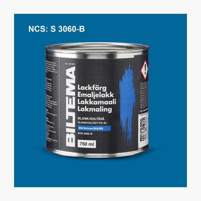 Emaljelakk, blank, blå, 0,75 liter