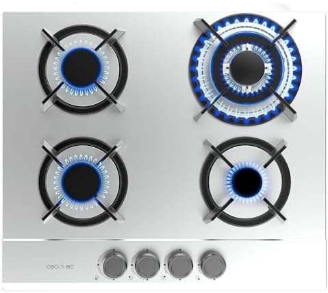Cecotec Plaque à gaz Bolero Squad G 4200S Glass Black. Plaque à gaz avec 4 feux, finition verre noir, puissance 8000W, grilles individuelles et allumage électrique avec sécurité des vannes. : Cuisine et Maison