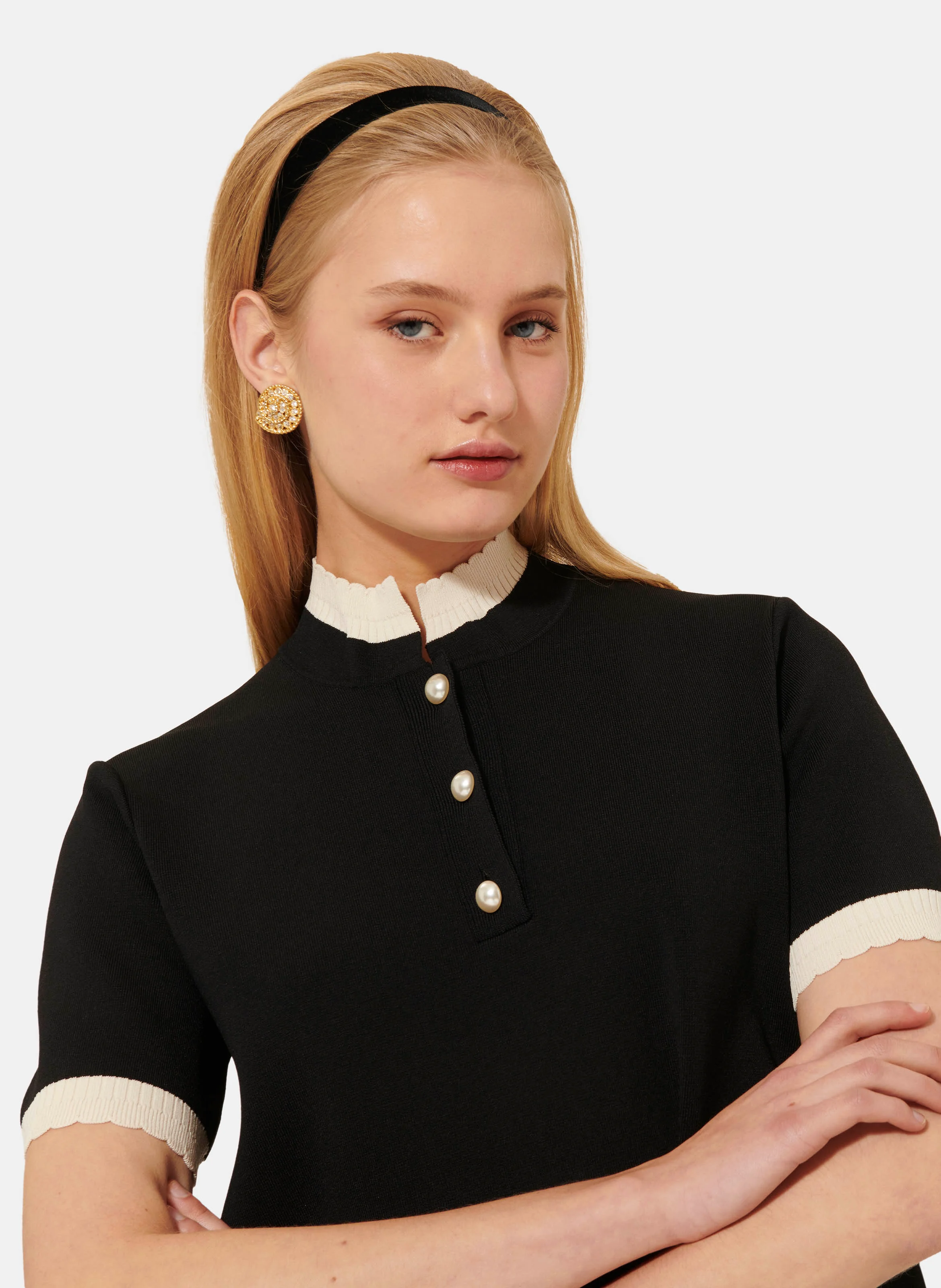 ROSANE - Robe courte col montant | Noir