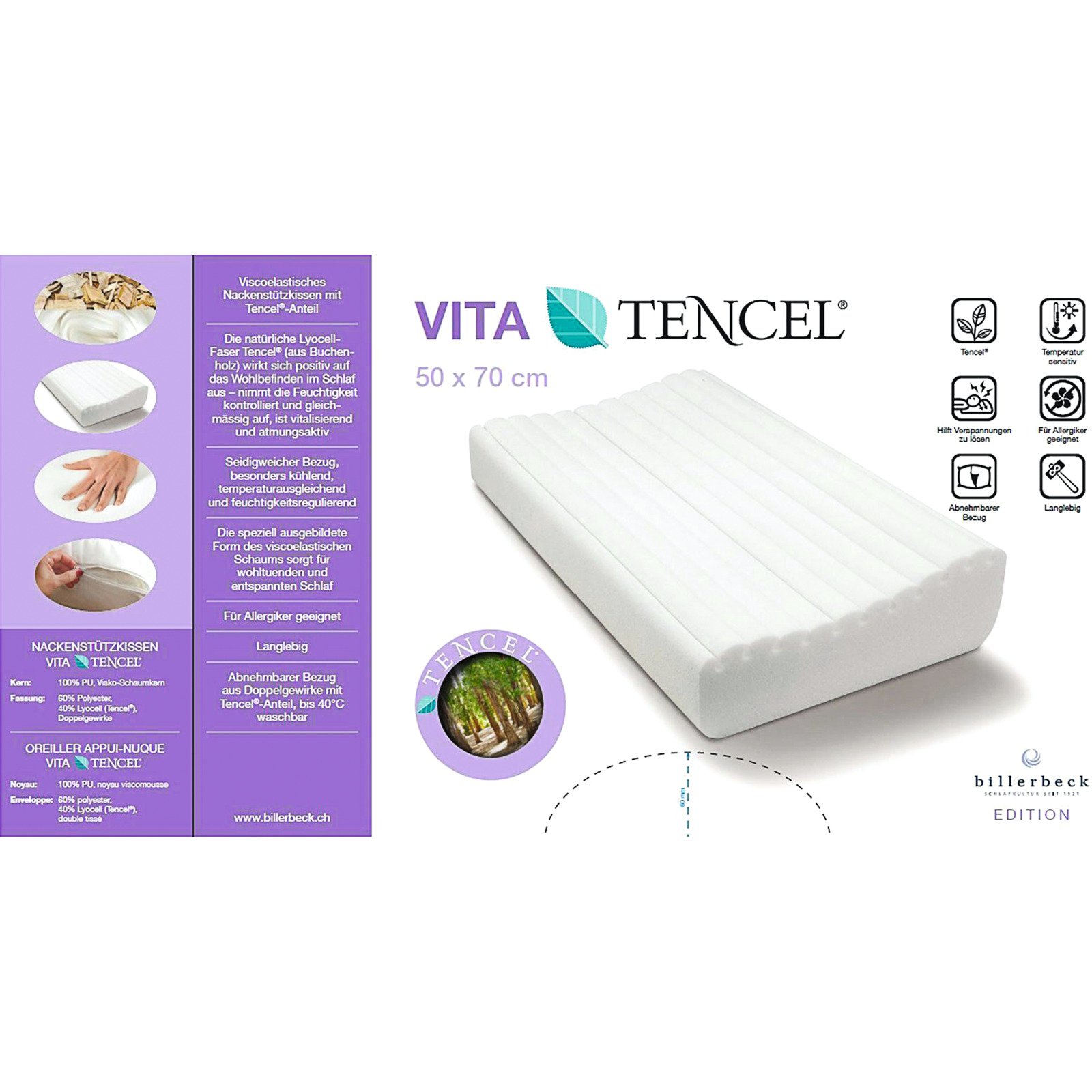 Billerbeck Nackenstützkissen Vita Tencel