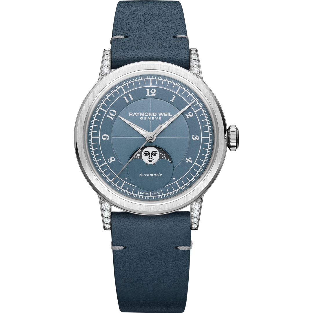 Raymond Weil Millesime Moon Phase Diamonds Jeansblau Ø 35mm