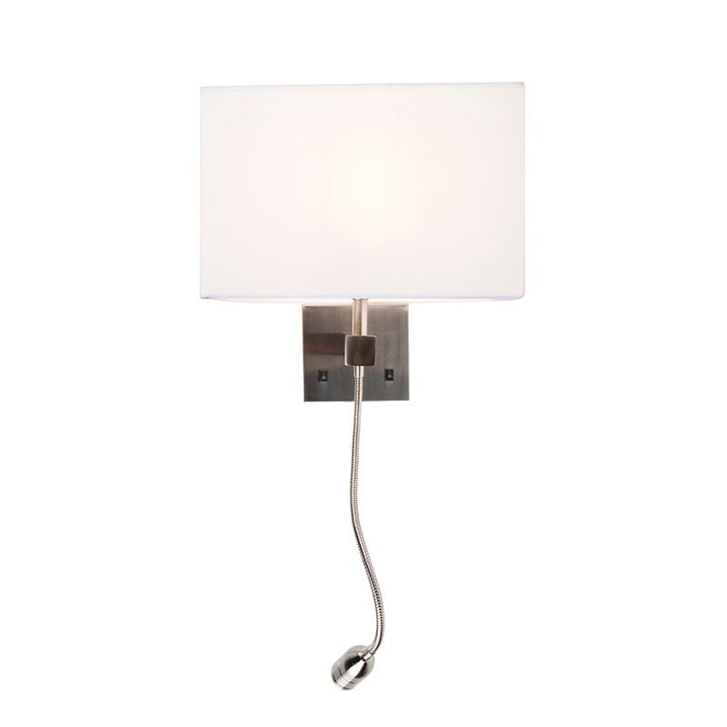 Smart Wandlamp staal met kap creme wit incl. Wifi P45 - Bergamo