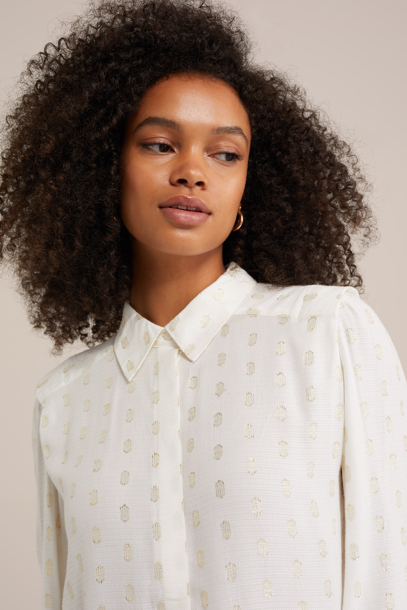 blouse met dessin WE Fashion Gebroken wit